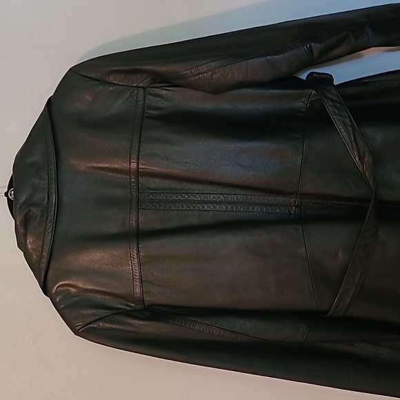 Wilsons Black Leather Button-up Belted Jacket Coat Thinsulate Zip Out Lined Wm L - Picture 7 of 16